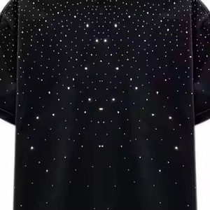 Camiseta de hombre con pedrería, brillante, de algodón, cuello redondo, manga corta, corte ajustado, para fiesta, estilo urbano, top de moda. - Product Image 3