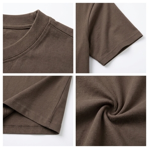 T-shirt à manches courtes en jersey de coton marron uni, coupe classique pour homme, style décontracté - Product Image 6
