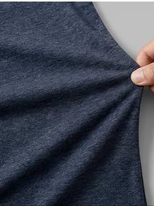 Camiseta casual de punto con cuello redondo y manga corta para hombre, antiarrugas, ecológica, transpirable, de corte regular, para verano. - Product Image 4