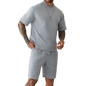 Summer Streetwear Casual Short Sleeve T-Shirt Shorts 2 Piece Jogger <b>Sets</b> High Quality Breathable <b>Knitted</b> Fabric for Summer - Product Image 1
