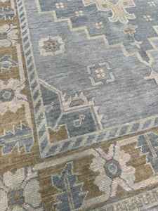 Alfombra Kashan Turquesa Tejida a Mano con Gancho - Lana/Seda Premium con Base de Látex, Alfombra Persa Geométrica Ecológica, 1 Pieza - Product Image 4