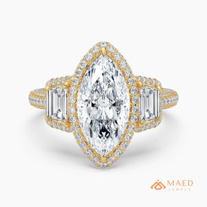 แหวนหมั้นทรงมาร์คีส์ รุ่น LR 171 NYE จาก Maed Jewels สำหรับผู้หญิง ชุบทองบนเงินแท้ ประดับด้วยโมอิสซาไนต์ ดีไซน์หรูหรา - Product Image 1