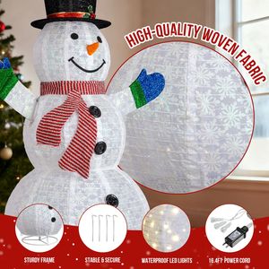 Pupazzo di Neve Pre-Illuminato da 1,75 m con Albero Piccolo, 200 LED Bianchi Caldi, Decorazioni Natalizie da Giardino, Design Facile da Montare - Product Image 5