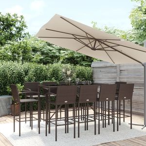 Grand ensemble de bar de jardin en rotin PE marron avec repose-pieds, mobilier d'extérieur durable - Product Image 1