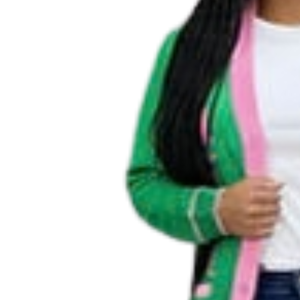 Green Three Letter Ivy Luxe Cashmere Women's Winter <b>Cardigan</b> Knitted Button Front Soft Comfortable Sorority Fashion Casual - Product Image 3