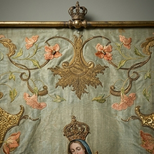 Luxury Hand Embroidered Virgin Mary Church <b>Banner</b> Gold Bullion Wire Embroidered Christian Ceremonial <b>Banner</b> - Product Image 3