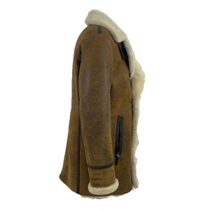 <b>Leather</b> Shearling Long Coat from the <b>Leather</b> <b>Jacket</b> Best Selling Men Shearling <b>Leather</b> Long Coat High Quality Men's Camel Brown - Product Image 3