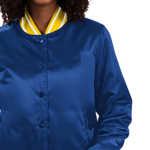 Winter Raw Breathable Eco-Friendly Women Varsity Jacket Satin Sleeve <b>Patchwork</b> <b>Top</b> High Quality - Product Image 2