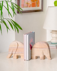 Unique Design wooden Elephant Bookend Set Natural Stone finished Animal <b>Book</b> Holder <b>Decorative</b> Shelf Support customization - Product Image 4