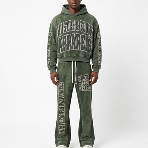 Conjunto Deportivo Personalizado Vintage para Hombre de Dos Piezas con Sudadera con Capucha y Pantalones Anchos Estampados, Conjuntos Deportivos Anchos Hechos a Medida en Oferta - Product Image 2