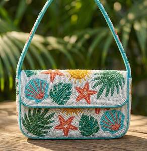 Bolso de Hombro de 3 Piezas Hecho a Mano con Cuentas y Cierre de Cremallera, Estilo Tropical para la Playa, para el Verano - Product Image 1