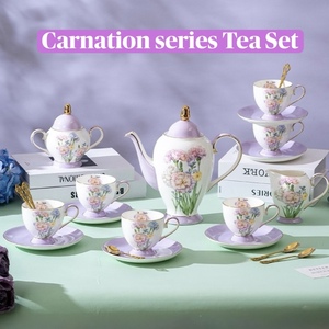 Light Luxury Bone China Carnation pattern Coffee <b>Tea</b> <b>Set</b> with Teapot Milk pot Sugar pot Cup and Saucer <b>set</b> with Gift Box - Product Image 1
