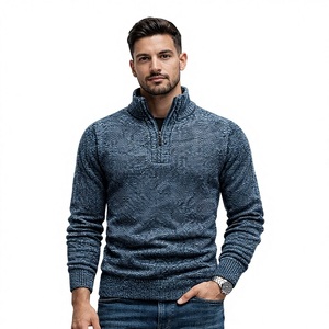 Pull à col montant et demi-zip pour homme, pull en tricot élégant à fermeture éclair pour l'automne et l'hiver, pull zippé confortable et polyvalent pour homme - Product Image 1