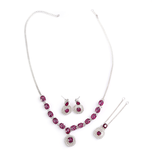 Ensemble de bijoux collier et boucles d'oreilles en cristal plaqué argent pour femmes - Product Image 2
