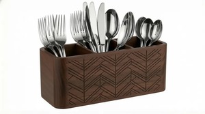 Caja de madera para cubiertos con compartimentos inteligentes, organizador de utensilios de cocina, bandejas para cubiertos, para el hogar y la cocina, de la India. - Product Image 4