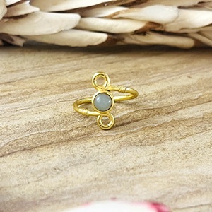Hot Design Boho Spiral Moonstone <b>Ring</b> <b>Dainty</b> Brass Jewelry for Women 18k <b>Gold</b> Plated Geometric Band for Wholesale/OEM/ODM - Product Image 1