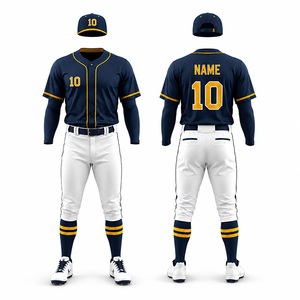 Conjunto de Uniforme de Béisbol Sublimado Personalizado, Jersey, Pantalones y Gorra Unisex para Adultos, Transpirable, Antibacterial, de Secado Rápido, en Poliéster Corto - Product Image 1