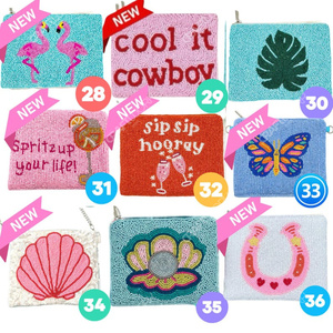 Handmade Beaded evening Pouch Collection Novelty Text Motif Clutch Zip <b>Mini</b> Bag Women Custom OEM Wholesale Supplier - Product Image 4