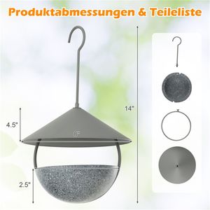 Mangiatoia per Uccelli Moderna in Legno, Cupola Impermeabile per Esterni, Stile Classico, Mangiatoia Sospesa Realizzata in Plastica Resistente alle Intemperie, Metallo e Ferro - Product Image 3