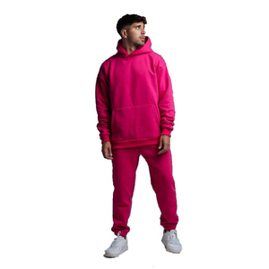 Ensemble de survêtement pour homme gris foncé à capuche, manches longues, couleur unie, sweat-shirt et pantalon en coton, vêtements décontractés d'automne avec poches latérales - Product Image 2