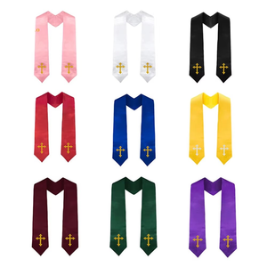 Echarpes de coro personalizadas de satén de seda para iglesia y bodas, con bordado de cruz para vestimenta de coro, en varios colores - Product Image 6