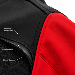 Men's Black <b>Red</b> Multicolor Blocking Fleece Jacket Stand Collar Full Zipper Breathable Sporty Slim Fit Softshell Jacket For Men - Product Image 5
