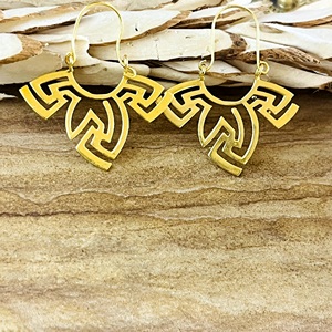 Meilleures Boucles d'Oreilles Créoles Géométriques Tribales au Design Unique, Boucles d'Oreilles Bohèmes en Laiton pour Femmes, Plaqué Or 18K, Style Ethnique Chandelier, Vente en Gros/OEM/ODM - Product Image 3