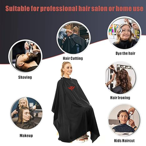 Cape de coiffure en nylon de qualité supérieure, résistante à l'eau, noire, pour salon de coiffure - Product Image 2