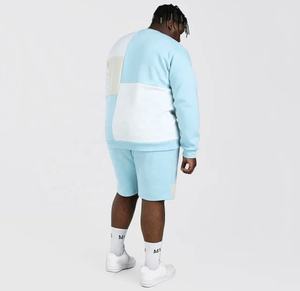 OEM Custom Made High Quality French Terry Panel Sweat Set Breathable Street Wear <b>Crewneck</b> Short Set with Custom Logo Price - Product Image 2