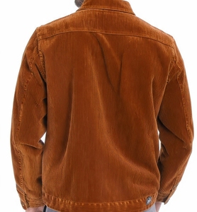 เสื้อแจ็คเก็ตผ้าลูกฟูกสีทองแดงสำหรับผู้ชาย ปกคอพับ ปิดด้วยกระดุม - Product Image 5
