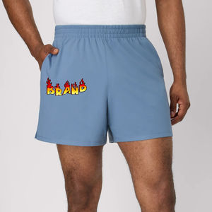Pantalones Cortos Deportivos de Moda para Hombre, Transpirables, de Poliéster/Algodón, Talla Grande, con Logotipo Personalizado Estampado, Color Sólido - Product Image 1