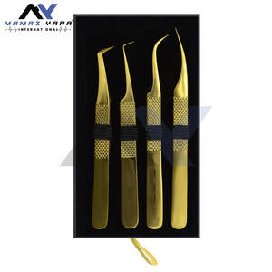 Pinces à cils de précision pour extensions de cils, pinces à volume à pointe en fibre, pinces à cils en acier inoxydable à pointe en fibre, lot de 4 pièces - Product Image 3