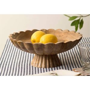 Tazón de Madera Maciza Hecho a Mano Ecológico, Tazón Grande Rústico para Servir Frutas y Ensaladas, Centro de Mesa Decorativo - Product Image 3