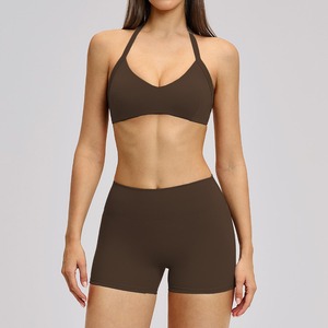 2025 Summer Seamless Yoga Fitness <b>Bra</b> Sets Custom 2 Piece Workout Sports Leggings Set for Women Solid Color Workout Activewear - Product Image 2