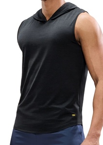 Camiseta sin mangas para hombre con capucha de gimnasio sin mangas de algodón cómoda con bolsillo hecha en Bangladesh - Product Image 4
