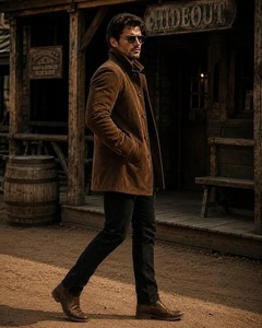 Abrigo de estilo gamuza genuina para hombre – Chaqueta desgastada – Prenda exterior de invierno con corte ajustado - Product Image 4