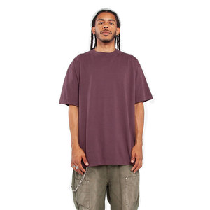 T-shirts amples pour hommes à col rond et manches courtes, en coton teint uni respirant, coupe décontractée, style streetwear, 220g - Product Image 1