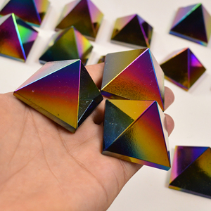 Pyramide de tourmaline noire arc-en-ciel, pierre polie en titane Aura, cristal pour décoration intérieure, 30x40 pouces, 100-200 grammes - Product Image 5