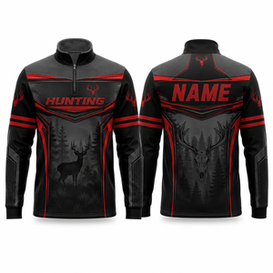 Chaqueta Soft Shell de Caza para Hombre MEGAMAPLE, Manga Larga, Negra con Estampado Floral Rojo Sublimado, Transpirable y Absorbente de Humedad - Product Image 1