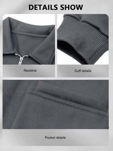 Sudadera de Forro Polar con Media Cremallera para Hombre, Color Sólido, Invierno, Servicio OEM, 100% Algodón, Felpa Francesa, Transpirable, con Bolsillo en el Cuello, Estilo Casual - Product Image 4