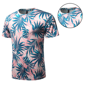 Camiseta Sublimada con Estampado de Hojas Tropicales, Cuello Redondo, Corte Regular, Informal, Transpirable, de Poliéster para Hombre, al Mejor Precio - Product Image 5