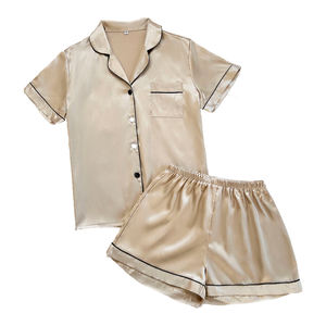 Pijamas de Seda y Satén de 2 Piezas para Mujer, Ropa de Dormir Informal con Botones, Cintura Elástica, Cómoda para Verano, Otoño y Primavera - Product Image 3