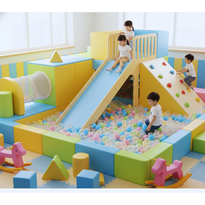Wooden <b>Slide</b> For Kids Indoor Playset With Blue Surface And Stairs For Home Use - Product Image 4