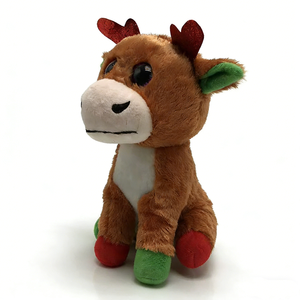 Customized reindeer plush, christmas rudolph stuffed animal, <b>red</b> <b>glitter</b> antler deer doll, big eye festive plush, xmas decor toy - Product Image 4