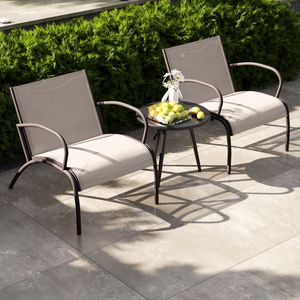 Set da 3 Pezzi per Patio: Poltrona Larga e Tavolo in Metallo Alluminio - Product Image 2