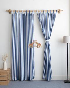 Rideaux et cantonnières en coton imprimés à la main, 2 panneaux, motif rayé, pour chambre à coucher, décoration de fenêtre style ferme - Product Image 2