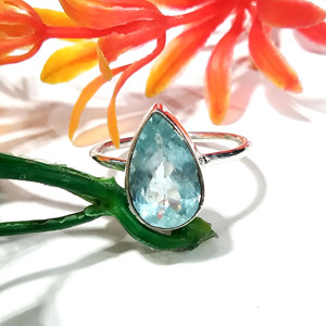 Natural Aquamarine Faceted Gemstone <b>Ring</b> Solid 925 Sterling Silver <b>Ring</b> Top Color Aquamarine Stone <b>Ring</b> Handmade <b>Ring</b> - Product Image 2