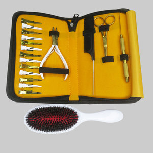 Wholesale Microlink Hair <b>Extension</b> Tool Kit Including Curved Pliers 500pcs Silicone Lined <b>Micro</b> Rings Loop Needle Bristle Brush - Product Image 1
