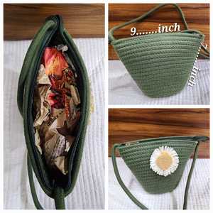 Sac bandoulière artisanal en jersey de coton tissé pour femme, portable, imperméable, antivol, lavable, motif marguerite, multi-usages - Product Image 6