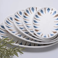 Melamine plastic 9 10 11 12 13 inch ovale bord Koreaanse stijl bladsvormige dessert schaal onbreekbaar servies voor restaurant